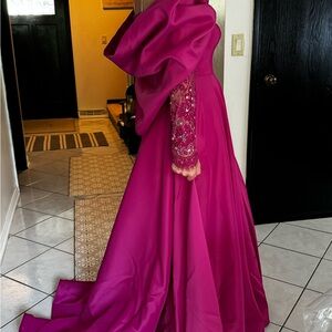 Vibrant Fuchsia Long Sleeve Gown